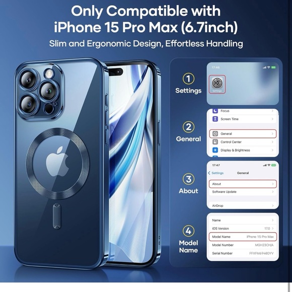 Humixx 8 Colors Magnetic for iPhone 15 Pro Max Case Clear, Exact Lens Protection - Picture 6 of 10